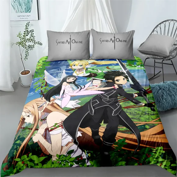Memorable Game Duvet Cover Set UK Double US Sword Art Bed Linen Set Bed Sheets