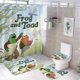 thumbnail image 1 of Rana y sapo-theme 4-Piece Shower Curtain Set with Rugs, Waterproof Bathroom Decor Set Includes Bath Mat, U-Shaped Rug, Toilet Lid Cover and Curtain with Hooks, 1 of 6