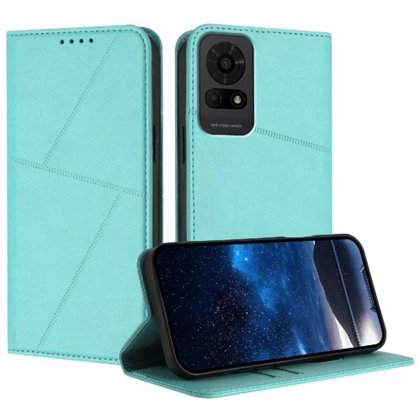 Funda Cartera Magnética para TCL 50 LE Protección Antichoque con Ranuras Verde