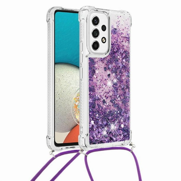 Funda FOXDOCK para Samsung Galaxy A53 5G con Cuerda Ajustable, Brillo Líquido, Protección Antigolpes y Lente – Ideal para Regalo