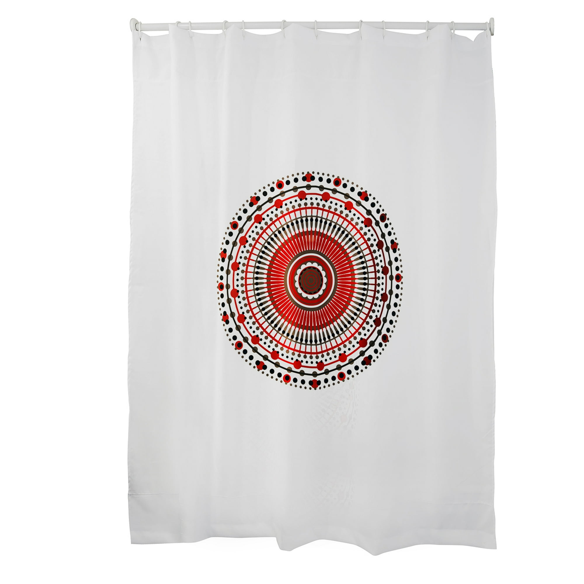 Mallorca - Cortina Para Baño Estampada Mandala Rojo Con Forro 2 Piezas