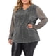 thumbnail image 4 of Agnes Orinda Conjuntos de Halloween para Mujeres Tallas Grandes Escuela Colegio Pedrería Brillante Transparente Manga Larga Blusa Cuello en V 2X Plata, 4 of 6