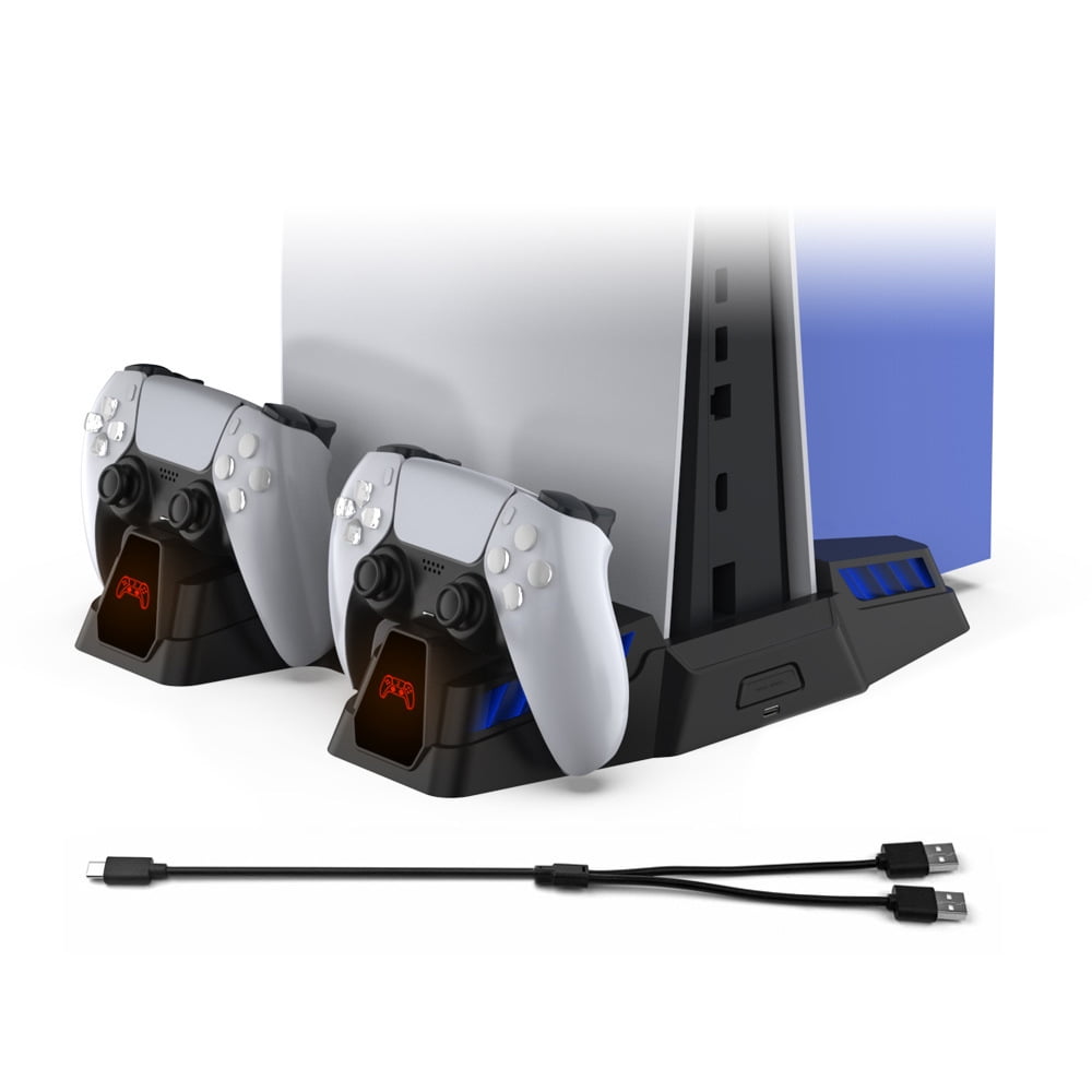 Genérico - Base De Carga Con Enfriamiento Mejorado Para Playstation 5 Digital Y De Disco, Soporte Enfriador Con Almacenamiento Para Discos De Carga Y Ventilador Multifuncional