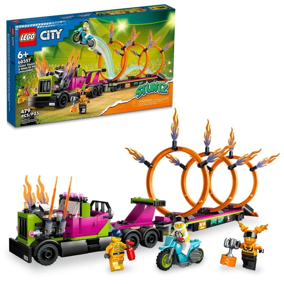 Set LEGO City Stuntz Stunt Truck & Ring of Fire 60357 de juguete