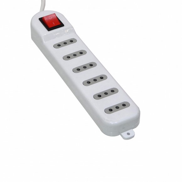 ELG-65K KALOP 5 metros 6-Tomas Prolongador Color Blanco 10A Regleta con Luz-Testigo Interruptor KL50234