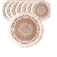 Mc Group - Set 4 Manteles Individuales De Mesa Con Decoración Etnia, Yute 38Cm