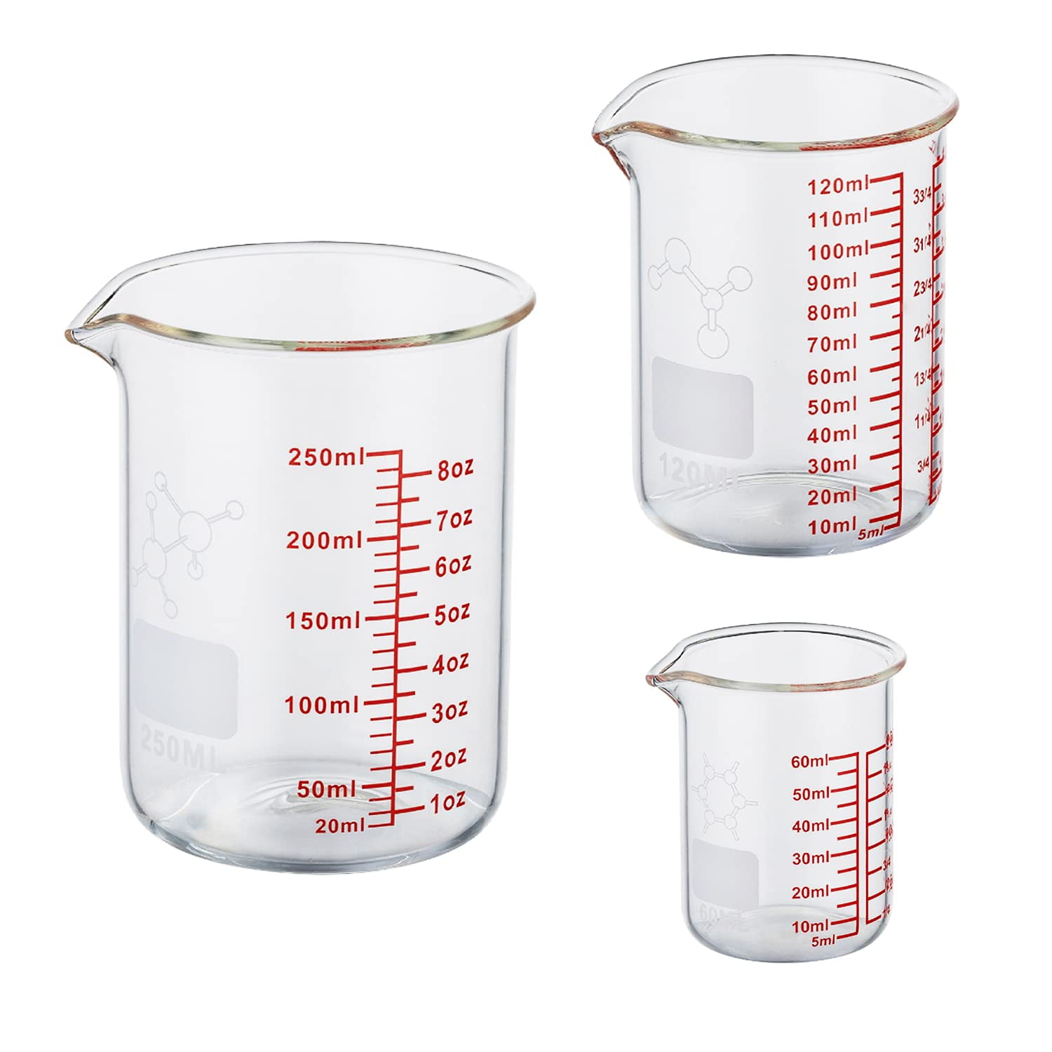 Juego De Vasos Medidores Ackers Boro3.3 De Vidrio Con Alto Contenido De Borosilicato