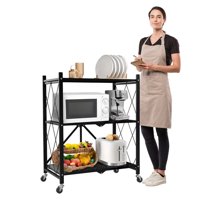 Prochef - Estante Plegable De Acero Con Ruedas. 3 Bandejas