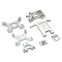 Magideal - De Piezas De Mejora De Telemando De Metal, Soporte De Amortiguador Delantero Y Trasero, Ala Trasera Para 124018 124019 1/12, Camiones, , Plata