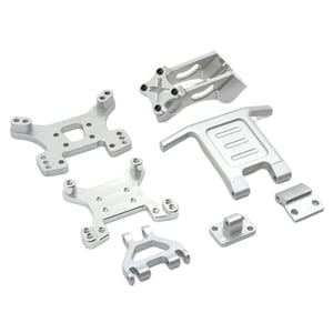 Magideal - De Piezas De Mejora De Telemando De Metal, Soporte De Amortiguador Delantero Y Trasero, Ala Trasera Para 124018 124019 1/12, Camiones, , Plata