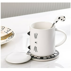 El Eden - Tazón De Gato + Tapa Y Cuchara Mug Cat Blanco