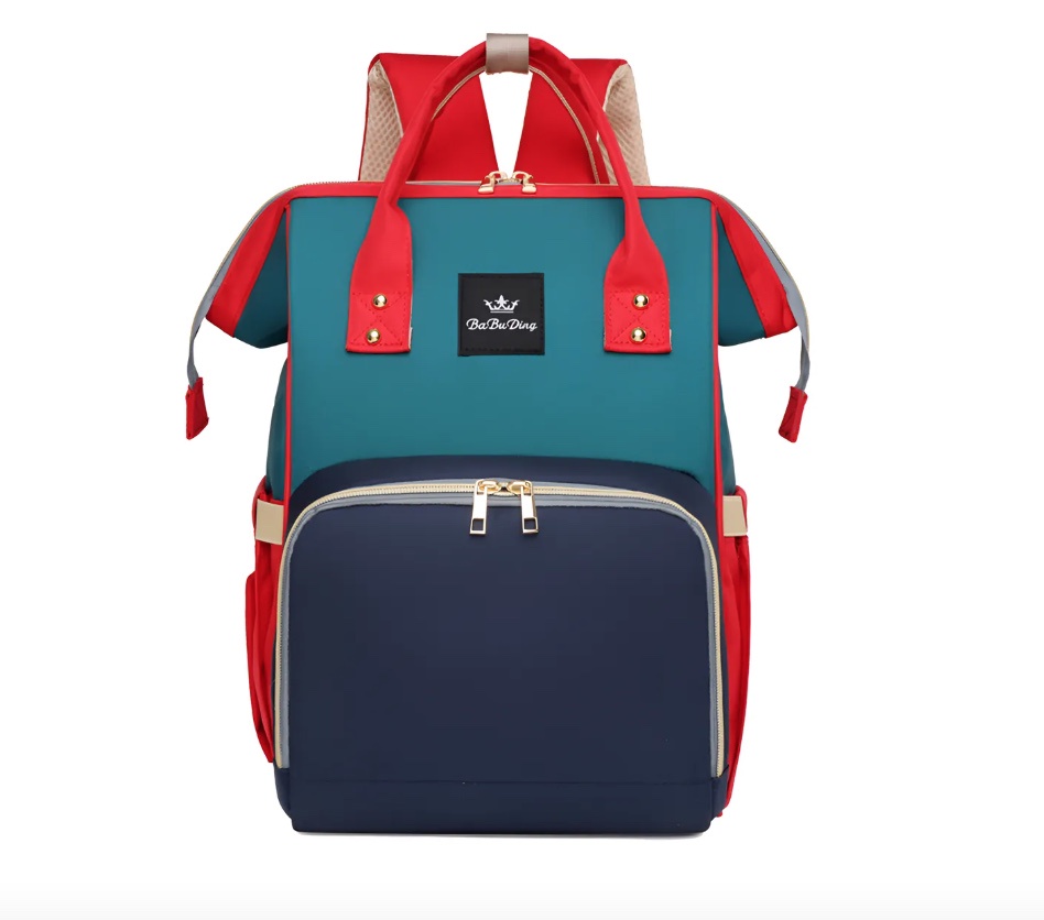 Riqui - Mochila Maternal 3 En 1 Negro Rojo/Azul/Verde