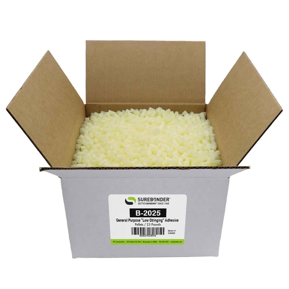 Hot Melt Pellets Surebonder B-2025, caja de 11,34 kg de encordado bajo