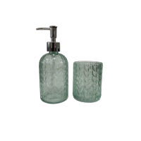 Zahr - Set De Baño Dispensador De Jabon Y Vaso De Vidrio Colores