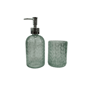 Zahr - Set De Baño Dispensador De Jabon Y Vaso De Vidrio Colores