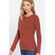 thumbnail image 3 of Saronite Camiseta Térmica de Manga Larga con Cuello Henley de Algodón Acanalado Básico, Color Cobre (para Mujer), 3 of 4