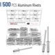 thumbnail image 2 of Kit surtido de remaches Bates Pop rivets, 500 unidades, 10 tamaños, 2 of 6