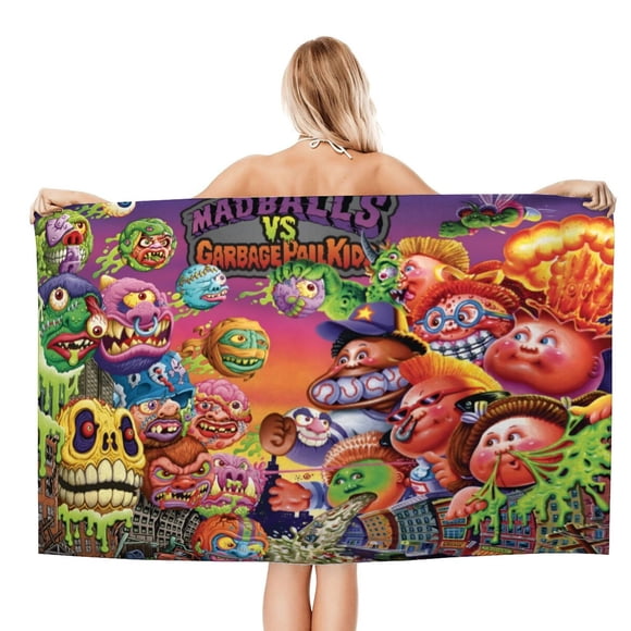Garbage Pail Kids Toalla de playa de secado rápido con diseño temático, regalo para mujeres y niñas, ideal para cumpleaños, fans, amantes de la música, uso en la playa o al aire libre, 78 × 180 cm
