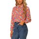 thumbnail image 4 of INSPIRE CHIC Camisa de Mujer con Botones, Estampado Floral Pequeño, Manga Larga, Cuello en Punta, Top de Oficina, Talla S, Naranja, 4 of 6
