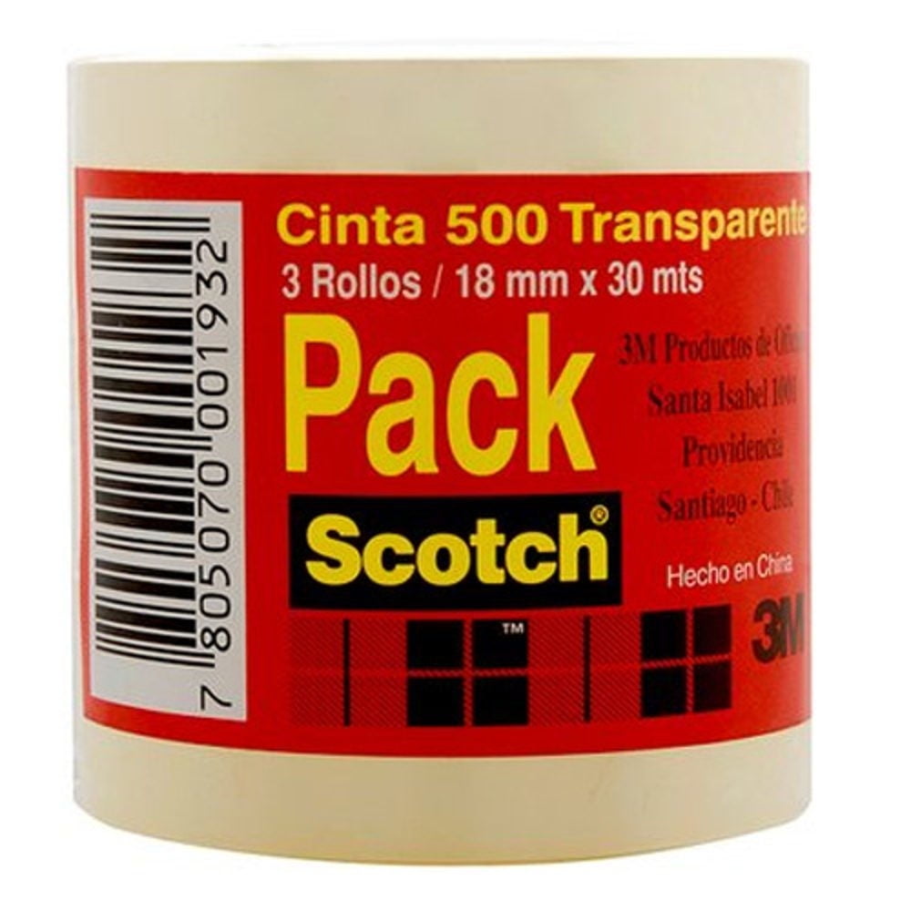 Cinta Adhesiva De Embalaje Scotch 3 Rollos -18mm X 30mts