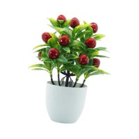 Bothyi - Mini Planta Artificial Decorativa De Fruta Falsa En Maceta Para Baño, Oficina, Mesa, Cerezas