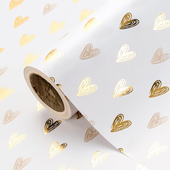 Papel de regalo WRAPAHOLIC Corazones 43 cm x 503 cm Dorado