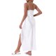 thumbnail image 3 of INSPIRE CHIC Camisón de Satén para Mujer Largo con Encaje de Seda Escote en V Vestido de Dormir con Abertura Frontal y Tirantes Ajustables S Blanco, 3 of 6
