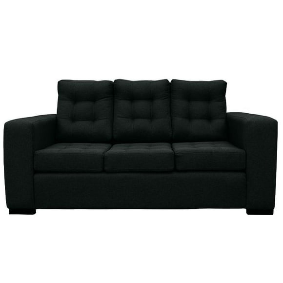 Sofá Antu 3 Cuerpos Chenille Tipo Lino Negro