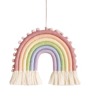 Magideal - 7 Capas Macrame Rainbow Tapiz Colgante De Pared Hecho Borlas Colgantes Diy Adorno De Cuerda Para Guardería Dormitorio Sala De Juegos Decoración Estilo A