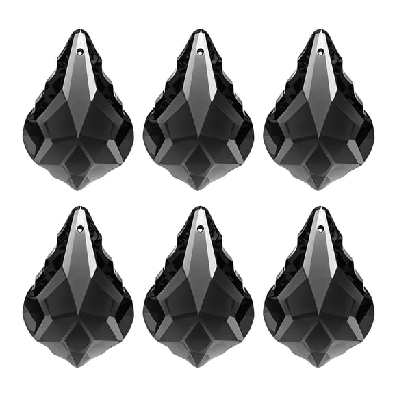 Uxcell K9 Cristales Colgantes Cuentas de Lágrima, Paquete de 6 Prismas de Candelabro de 38mm Partes de Hojas Colgantes Cuentas para Lámpara DIY para Decoración de Artes y Manualidades, Negro