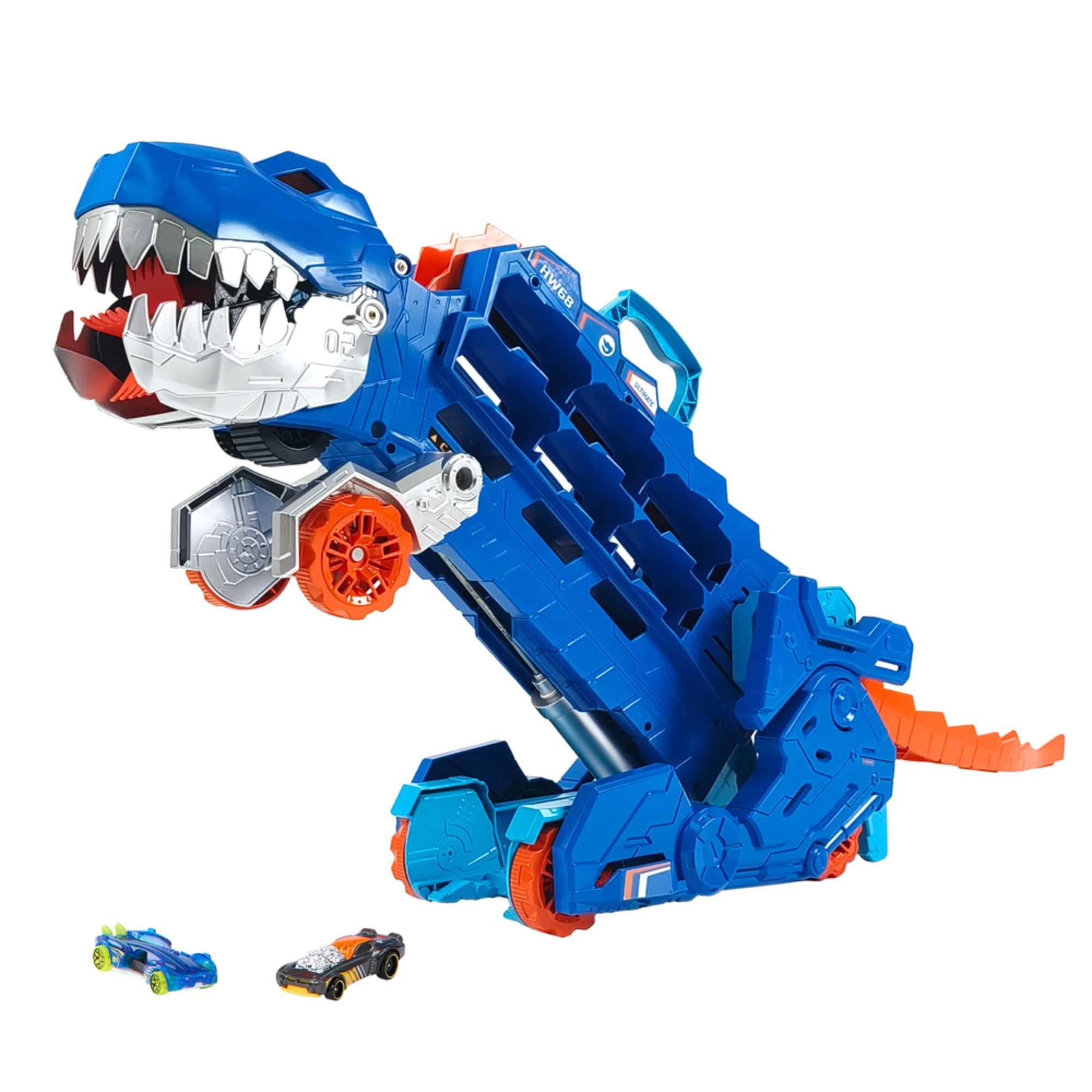 Pistas de carrera Hot Wheels City Súper Remolque T-Rex Juguete Niños 4+
