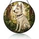 thumbnail image 1 of Atrapasol vitral perro pastor alemán blanco hecho mano vidrio colgantes interior jardín regalo amante mascotas 16cm, 1 of 8