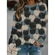 thumbnail image 2 of Pumpkin & Cat Print Crew Neck T-Shirt, Casual Long Sleeve T-Shirt For Spring & Fall, Women's Clothing, 2 of 5