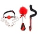 thumbnail image 1 of 3pcs Bondage Kit With Ball Gag Nipple Clamps Whip And Feather Tickler For Adults, 1 of 3