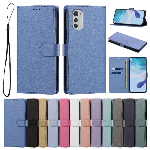 Cartera para Motorola Moto E32 con Soporte y Correa, Azul