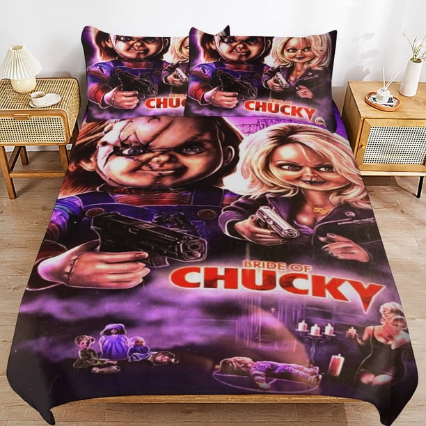 Bride of Chucky Bedding Set Duvet Cover Comfortable and Lightweight Cartoon Bedding 3 Piece Bed Set