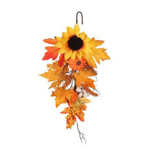 Magideal - Otoño Lágrima Swag Floral Swag Decoración Colgante Decorativa Girasol Hoja De Arce Artificial Para Acción De Gracias Halloween Fiesta Ventana Puerta