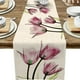 thumbnail image 3 of 1pc Blue Floral Long Table Runner 13x72 Inches, Kitchen Dinner Retro Tulip Flower Dining Table Runners, Long Dresser Scarf, Farmhouse Burlap Holiday Table Runner For Coffee/Dining/Party/Wedding, 3 of 5