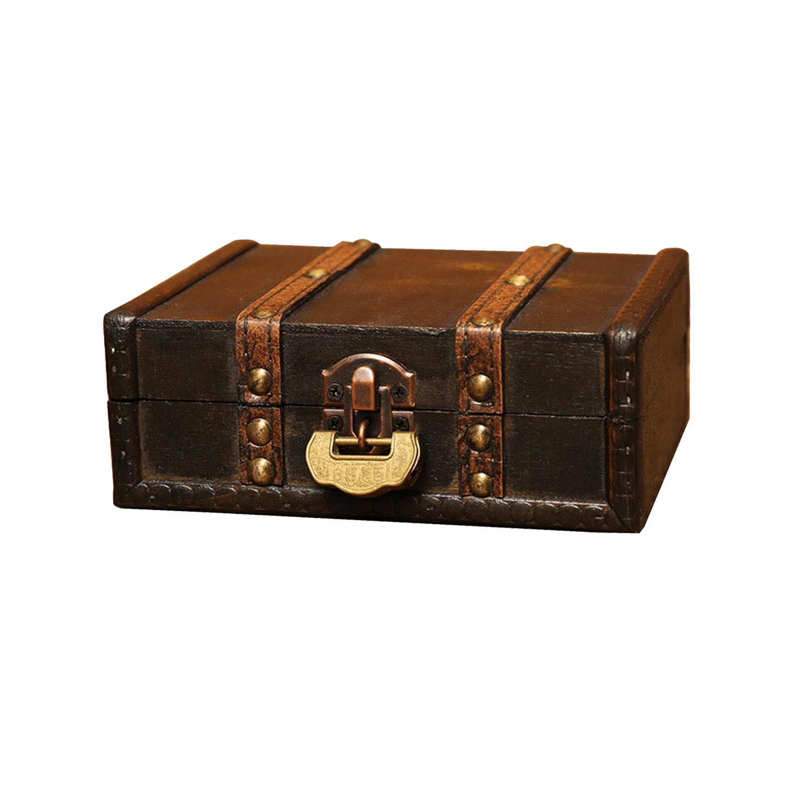 Magideal - Caja Del Tesoro De Estilo Retro, Organizador De Baratijas, Joyero, Contenedor De Joyería, Caja De Almacenamiento De Madera Para Armario De Dormitorio, Estilo B