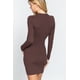 thumbnail image 4 of Vestido Mini Largo de Canalé con Cuello en V y Manga Larga, 4 of 5