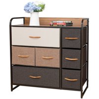 Cajonera Comoda 7 Cajones Carry All Metal Madera Tela Premium