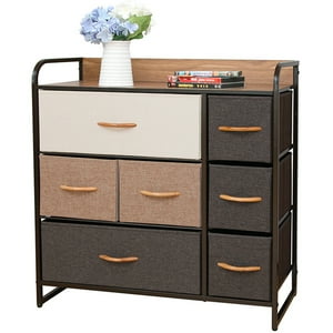 Cajonera Comoda 7 Cajones Carry All Metal Madera Tela Premium