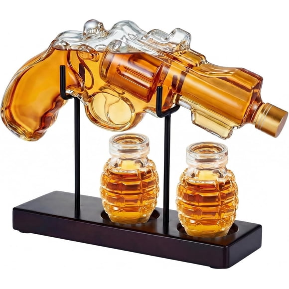 Kollea Novelty Whiskey Decanter Gift Set with 2 Grenade Glasses