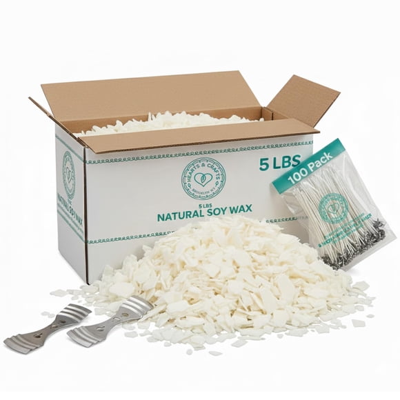 Kit de cera de soya Hearts & Crafts de 5 lb, 100 mechas y 2 herramientas