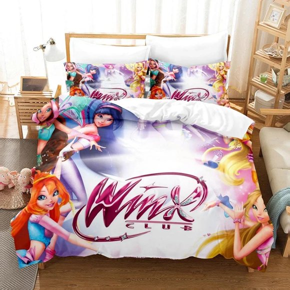Winx Pink Girl Duvet Case Pillowcase Bedding Set Duvet Comfortable Breathable Sheet Luxury Birthday Gift Bed Sheets