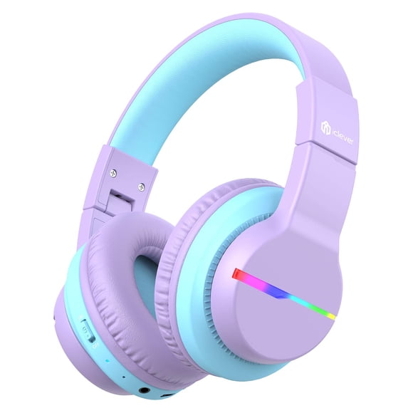 Auriculares Bluetooth iClever BTH12 para niños con luces LED morados