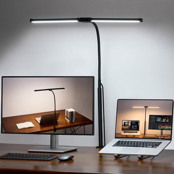Lámpara LED de escritorio Voncerus Double Head Architect, color negro claro