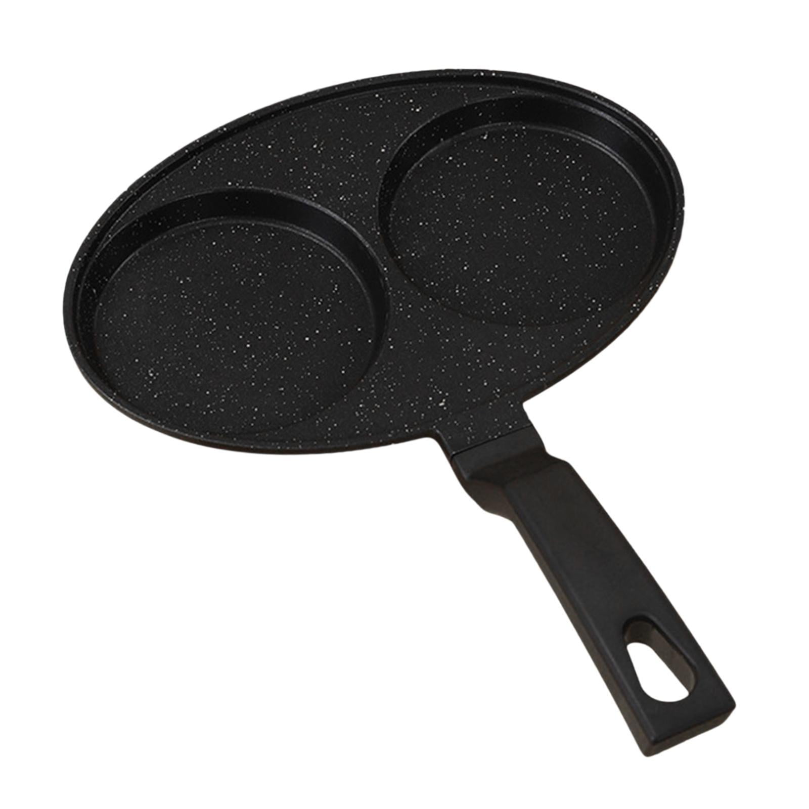 Bothyi - Sartén Para Huevos, Freidora De Aceite, Olla Para Cocinar, Olla Para Carne, Suministros De Cocina, Sartén Antiadherente, 2 Agujeros, Negro