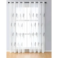 Genérico - Juego De Visillos Hojas Gris 140X230 Cm 2 Paños