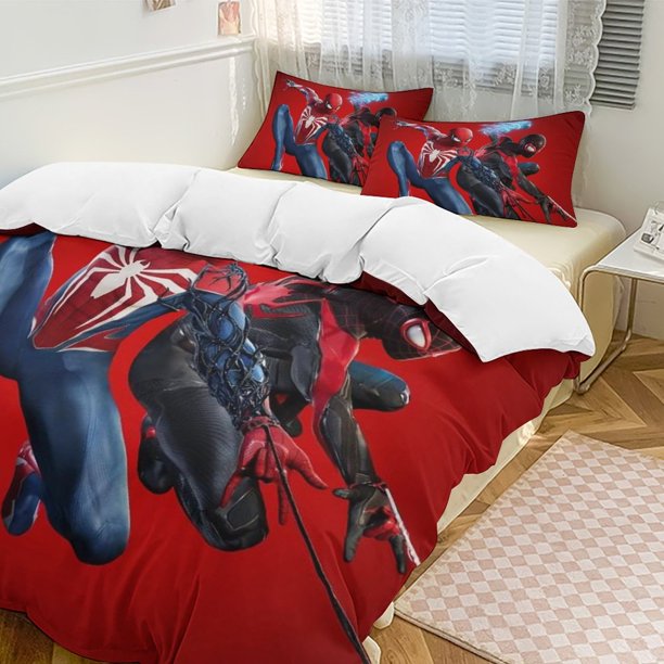 Spider-Man Family Bed 3 Piece Set Personalized Bedding Decor for Kids And Teens Anime Student Dormitory Cover